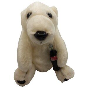 Coca-Cola Brand Plush Polar Bear Holding Coke Bottle 1993 Vintage 8"